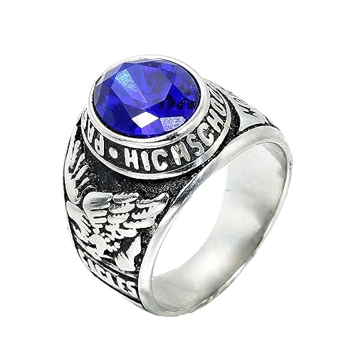 PAMTIER Herren Animal Edelstahl Ring Vintage Vereinigte Staaten Armee Klasse Ring Schmuck Versilbert Blau Größe 68 (21.6) von PMTIER