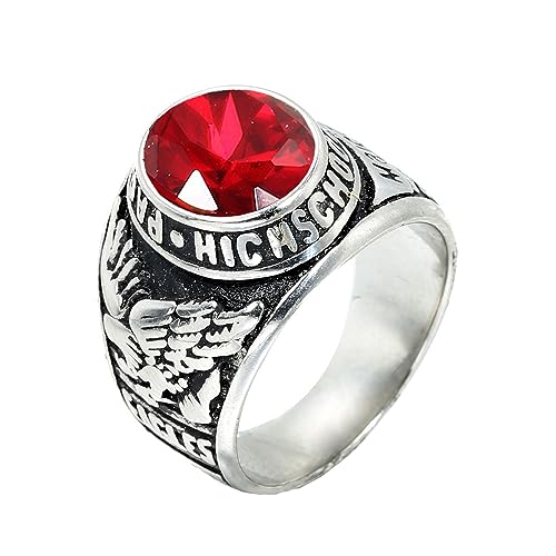 PAMTIER Herren Animal Edelstahl Ring Vintage Vereinigte Staaten Armee Klasse Ring Schmuck Versilbert Rot Größe 62 (19.7) von PMTIER