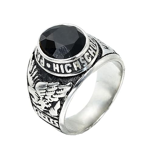 PAMTIER Herren Animal Edelstahl Ring Vintage Vereinigte Staaten Armee Klasse Ring Schmuck Versilbert Schwarz Größe 68 (21.6) von PMTIER