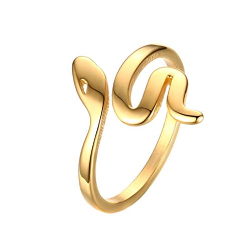 PMTIER Damen Edelstahl Ring 18K Gold Überzogen Schlange Öffnen 2MM Größe 52 von PMTIER