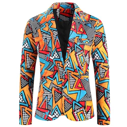 PMUAFG Sakko Herren Sportlich Blazer Herren Lustige 3D Drucken Jacke Funky Anzug Slim Fit Button Langarm Anzugjacke Männer Freizeit Fasching Party Blazer Freizeitjacke Performance Karneval Kostüm von PMUAFG