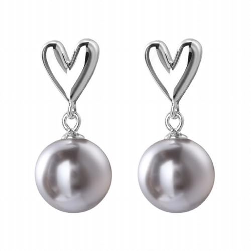 925 Sterling Silber Glänzende Liebe Perle Ohrringe mit Süßem Pfirsich Herz Geformt Design, PMVRTHQV, Grau von PMVRTHQV