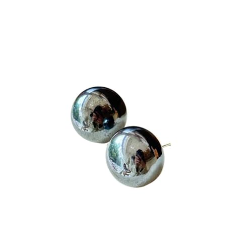 925 Sterling Silber Runde Klebeperlenohrringe mit Einem Design, Das Nicht Verblasst, PMVRTHQV, Grau von PMVRTHQV