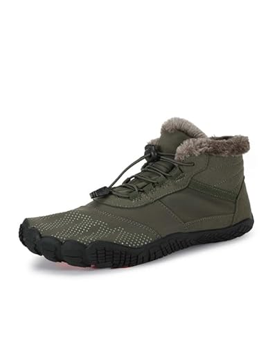 Herren Damen Barfußschuhe Breite Zehenschuhe Winter Schneestiefel Warme Minimalistische Wanderschuhe Casual Baumwollstiefel Armeegrün, armee-grün, 47.5 EU von PMVRTHQV
