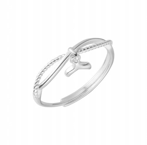 PMVRTHQV 925 Sterling Silber Doppelschichtige Cross Line Fishtail Ring Design mit Süßem Push-Pull Ring, Silber von PMVRTHQV