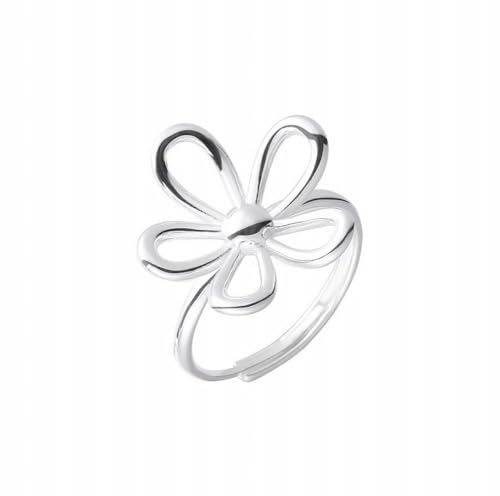 PMVRTHQV 925 Sterling Silber Hohle Blume Ring mit Süßen Push-Pull Design Ring, Silber von PMVRTHQV