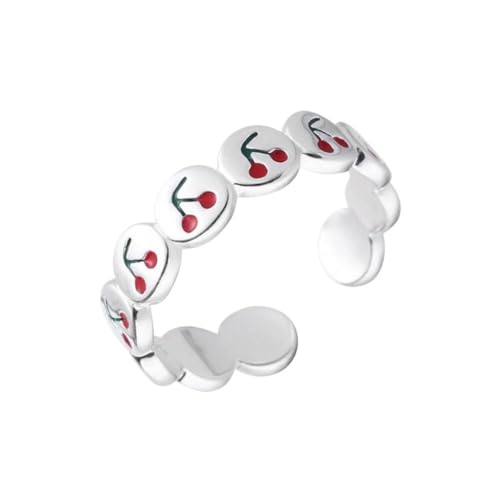 PMVRTHQV 925 Sterling Silber Kirsch Ring mit Süßem Offenem Design, Silber von PMVRTHQV