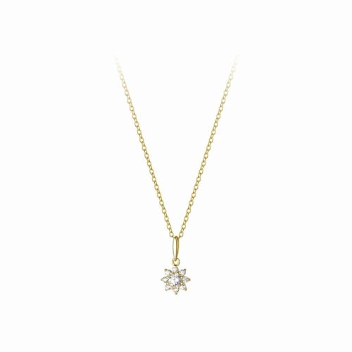 PMVRTHQV S925 Silber Full Diamond Sonnenblume Halskette mit Vergoldetem Diamant Neckchain, Silber von PMVRTHQV