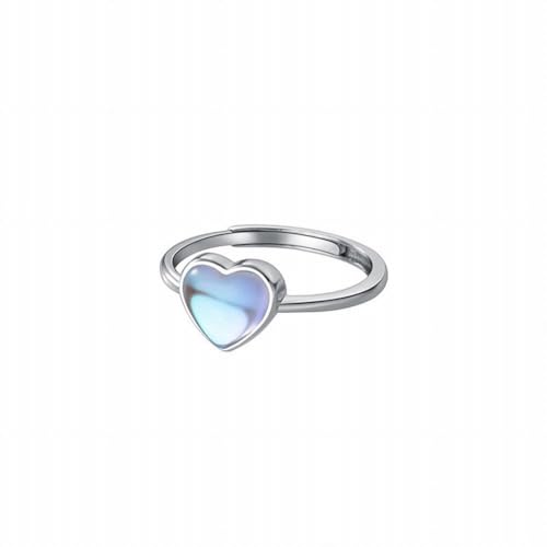 PMVRTHQV S925 Silber Geometrische Ring Han Tianmei Synthetisches Glas Herz Öffnung Handstück, Silber von PMVRTHQV