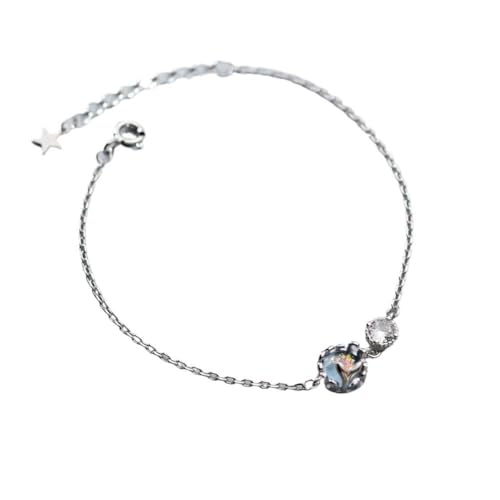 PMVRTHQV S925 Silber Koreanische Synthetische Glas Fishtail Armband mit Diamant Armband, Silber von PMVRTHQV