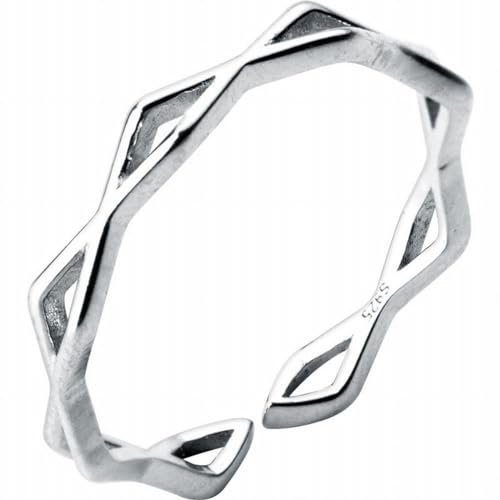 PMVRTHQV S925 Silber Ring Japanischer Hohler Diamant Offener Ring Ring Ring Single Ring, Silber von PMVRTHQV