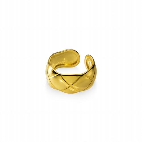 PMVRTHQV S925 Silber Ring Koreanische Geometrische Diamant Muster Diamant Karo Sub Muster Ring Index Finger Ring, Gold von PMVRTHQV