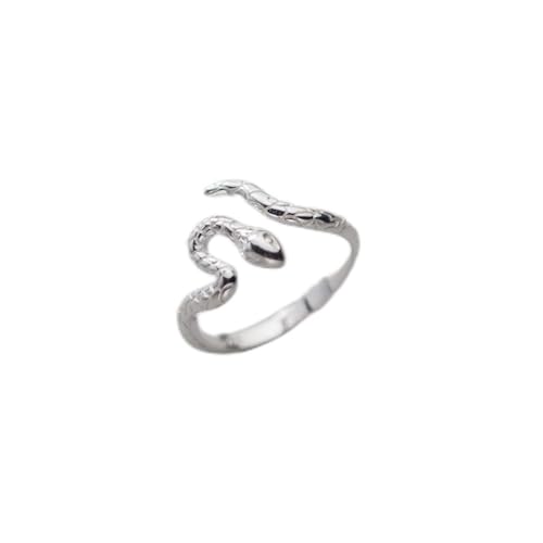 PMVRTHQV S925 Sterling Silber Schlange Gesicht Ring Personalisierte Offene Ring Kleine Schlange Tier Ring, Silber von PMVRTHQV