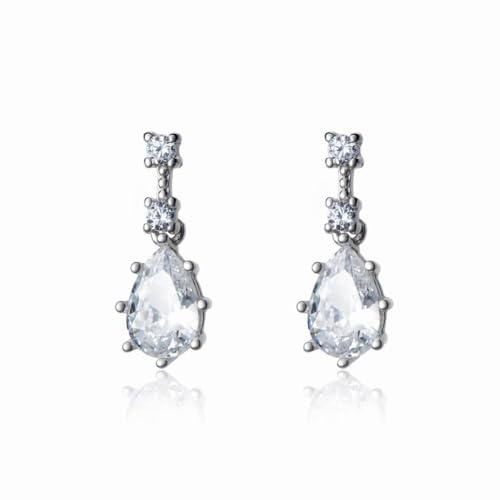 S925 Edelstahl Silber Eingelegt Diamant Wassertropfen Ohrringe mit Wind Stil Ohr Zubehör, PMVRTHQV, Silber von PMVRTHQV