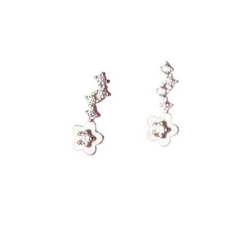 S925 Silber Diamant Fünf Blüten Blume Ohrringe Koreanische Süße Geometrische Personalisierte Ohrringe, PMVRTHQV, Silber von PMVRTHQV