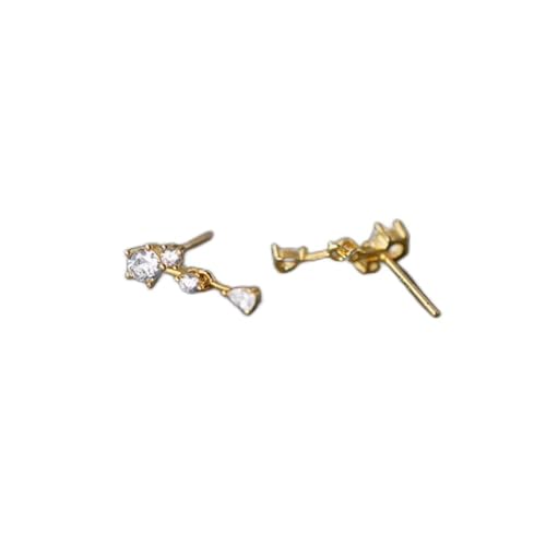 S925 Silber Diamant Tropfen Ohrringe Retro Japanisch Shining Mini Ohrringe, PMVRTHQV, Gold von PMVRTHQV