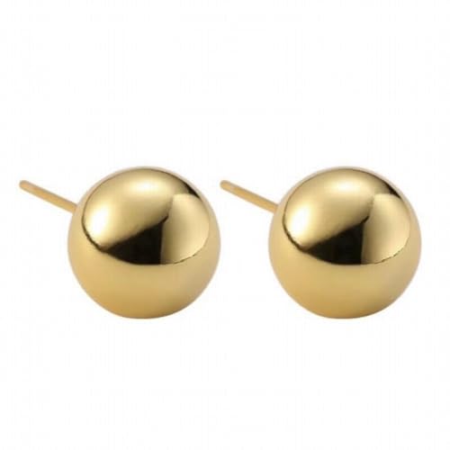 S925 Silber Französisch Bohnen Ohrringe Glatte Gold Runde Ball Retro Runde Ohrringe, PMVRTHQV, Auratus 12mm von PMVRTHQV