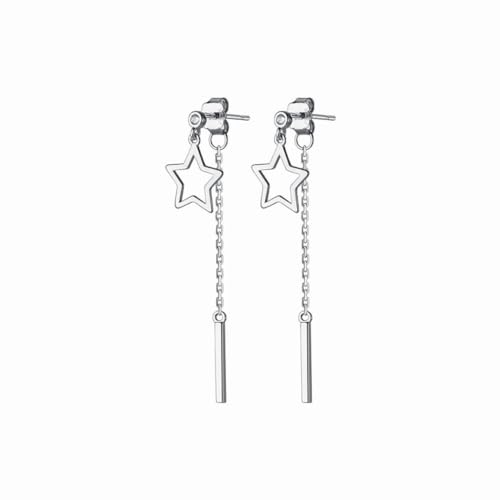 S925 Silber Fünf Spitze Stern Ohrringe Koreanische Geometrische Quaste Ohrringe, PMVRTHQV, Silber von PMVRTHQV