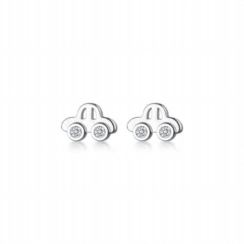 S925 Silber Han Nette Mini Auto Ohrringe Cartoon Personalisierte Diamant Einbetten Kleine Ohrringe, PMVRTHQV, Silber von PMVRTHQV
