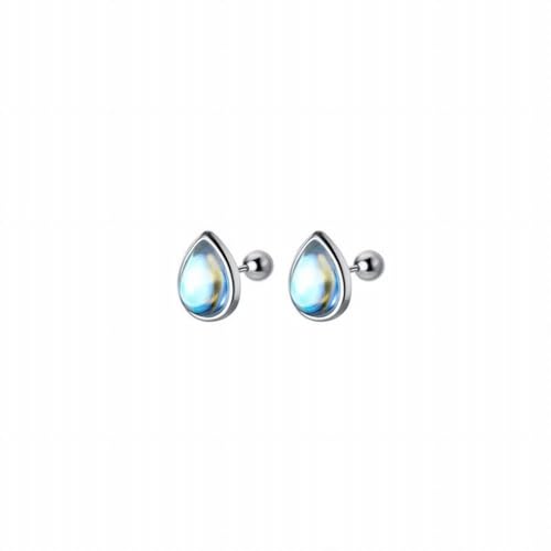 S925 Silber Ohrnagel Han Synthetisches Glas Wasser Tropfen Element Süße Ohrringe, PMVRTHQV, Silber von PMVRTHQV