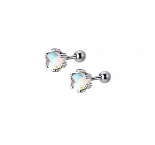 S925 Silber Runde Light Bead Synthetische Glas Ohrringe mit Japanischen und Koreanischen Ohrringen, PMVRTHQV, Silber von PMVRTHQV