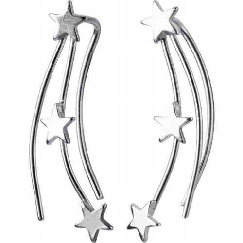 S925 Silber Stern Ohrringe mit Koreanischem Licht Faced Fünf Spitze Stern Sweet Wind Ohr Ornament Batch, PMVRTHQV, Silber von PMVRTHQV