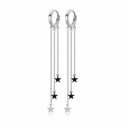 S925 Silber Süße Meteor Ohrringe mit Koreanischen Personalisierten Quaste Stern Lange Ohrringe, PMVRTHQV, Silber von PMVRTHQV
