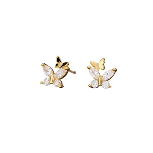 S925 Sterling Silber Studed Schmetterling Ohrringe, Süße und Kleine Ohr Zubehör, PMVRTHQV, Gold von PMVRTHQV