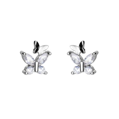S925 Sterling Silber Studed Schmetterling Ohrringe, Süße und Kleine Ohr Zubehör, PMVRTHQV, Silber von PMVRTHQV