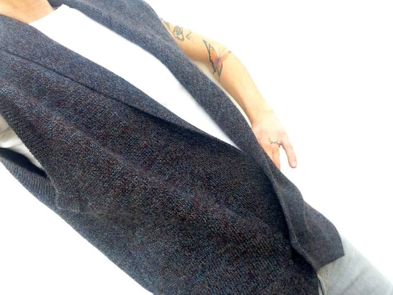 Issey Miyake Vintage Weste 1980S | Wollstrick Grau Braun Oversize Ärmellose Strickjacke Gekreuzt Hergestellt in Japan Grösse M von PNBvintage