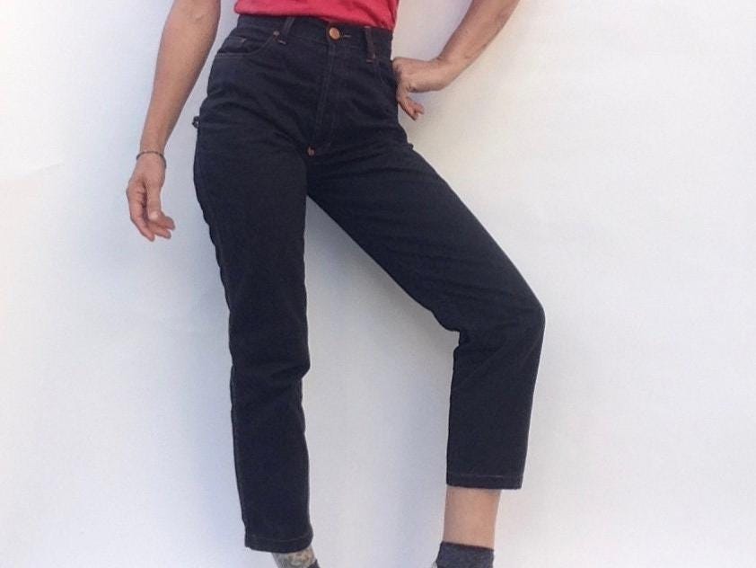 Jean Paul Gaultier Vintage Tapered Jeans 1990Er Jahre | Schwarze Baumwollhose Mit Hoher Taille 80Er Style Slim Fit Hergestellt in Frankreich Grösse S von PNBvintage