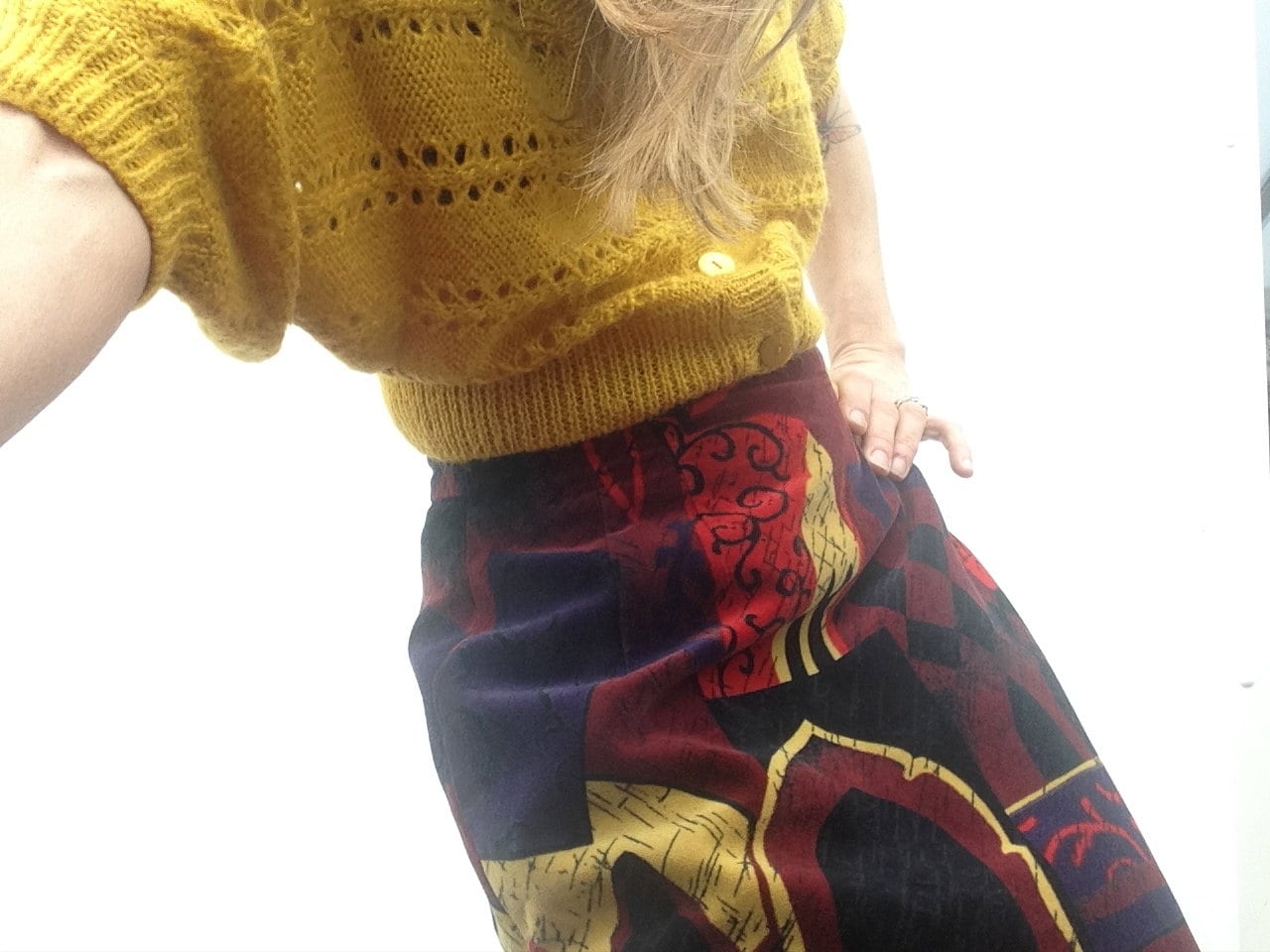 Laurèl Vintage Samtrock 1990S | Hoher Taillen-Bleistift-Rock Abstraktes Stadt Muster Eleganter Winterrock Hergestellt in Portugal M von PNBvintage