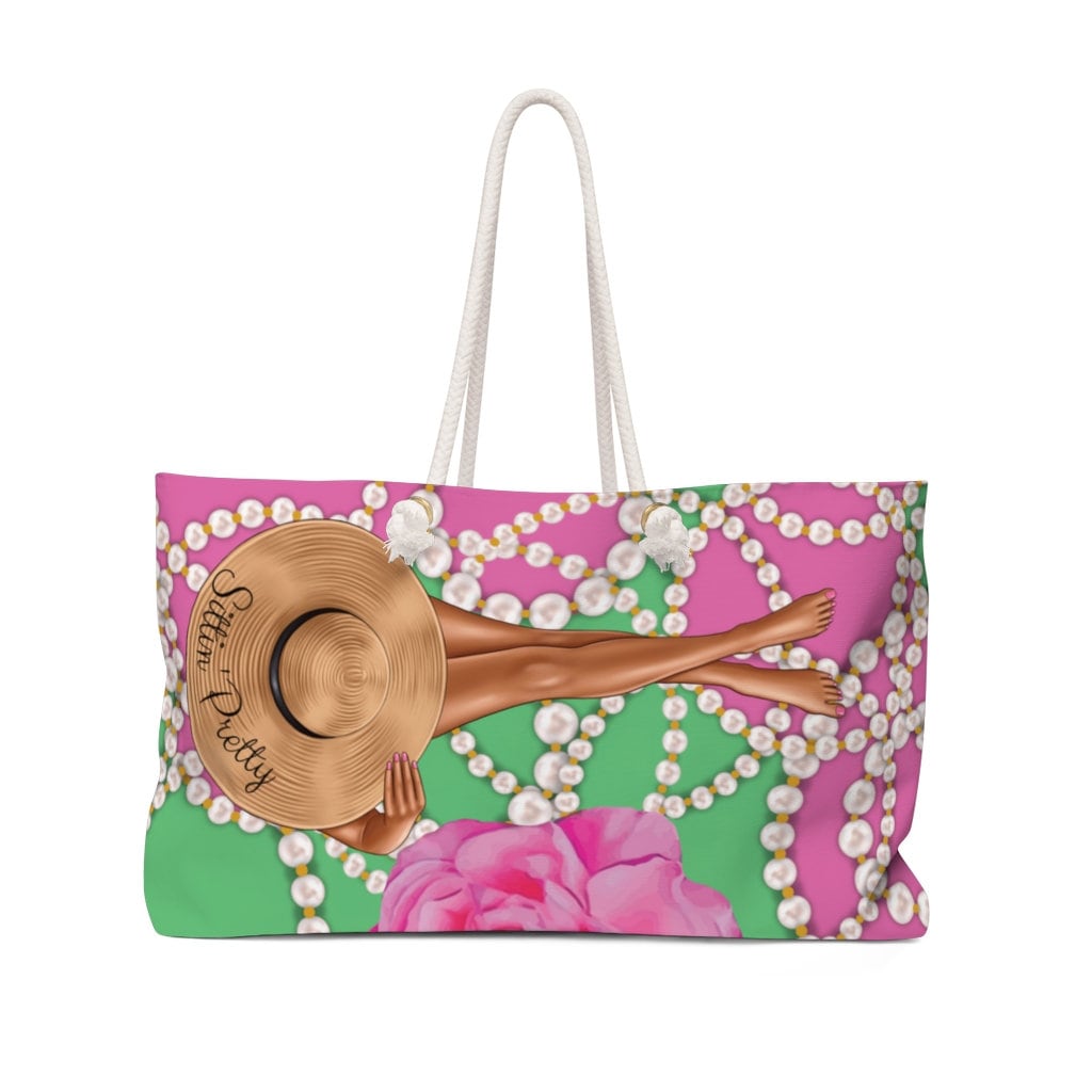 Aka Pink Und Grün Sorority Weekender Tasche | Boule Reisetasche Schöne Rosa Grüne Blumenperlen-Tasche Strandtasche Für von PNKTique