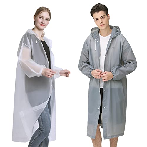 PNOOFR 2 Stück Regenjacke Regenponcho Leichter Wasserdichter Regenjacken Regenponcho Regenmantel für Damen Herren Wiederverwendbarer Tragbarer Unisex Regencape für Backpacking Camping Outdoors von PNOOFR