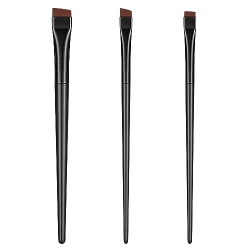 PNOOFR 3 Stück Eyeliner Brush Eyeliner Pinsel Set Gewinkelter Eyeliner Pinsel Schräg Fein Abgewinkelt Multifunktionaler Augenbrauenbürste zum Auftragen von Gelpuder Flüssiger Creme von PNOOFR