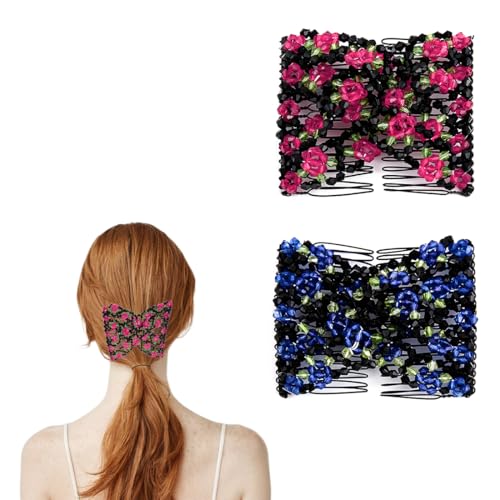 PNPGDYK 2 Stück Blume Haarkamm zum Stecken, Haarnadeln, Haarspangen Damen, Haltbar Doppelt Haarkamm Perlen für Damen Mädchen Haarschmuck DIY Frisur von PNPGDYK