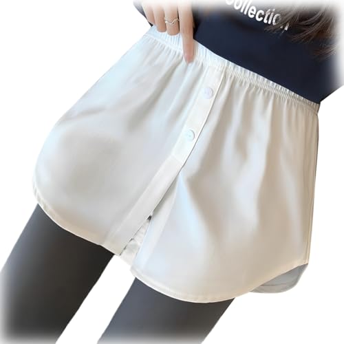 PNPGDYK Blusenrock Hemdverlängerung Damen Mini Unterrock Shirt Extender Fake Bluse Minirock Saum Röckchen mit Knöpfen（Weiß） von PNPGDYK