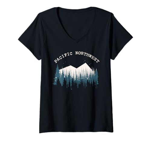 Damen PNW Pacific Northwest North West T-Shirt T-Shirt mit V-Ausschnitt von PNW Pacific North West Outdoor Tees