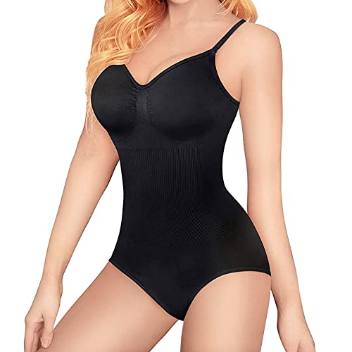 POBEC Body für Damen, Shapewear für Bauchkontrolle, formender Body, Body Shaper, verstellbare Träger, Bodyshaper, Gymnastikanzug, nahtloser Overall, Taillentrainer, Schwarz , XXL von POBEC