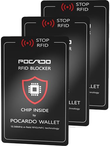 POCARDO 3X Sichere RFID Abschirmung Karte - Kreditkarten Schutz | Blockierkarten für Slim Wallet, Kartenetui, Geldbeutel, Portmonee - NFC Schutzkarte/Störsender von POCARDO
