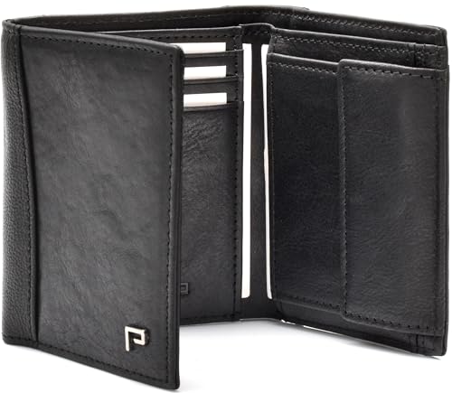 POCARDO Herren Geldbörse aus echtem Leder RFID Schutz | Portemonnaie mit Münzfach [Schwarz] von POCARDO