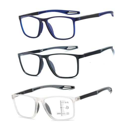 Anti Blaulicht Gleitsichtbrille Lesebrille Geeignet für Herren/Damen，Anti Schwindlig Sportliches Bequeme Computer-Lesebrille, 1.0x,1.5x,2.0x,2.5x,3.0x,3.5x,4.0x,1-Paar ( Farbe : Blau , Größe : 2.0x ) von POCHY