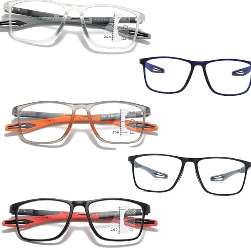 Anti Blaulicht Gleitsichtbrille Lesebrille Geeignet für Herren/Damen，Anti Schwindlig flexible Leichte Computer-Lesebrille, 1.0x,1.5x,2.0x,2.5x,3.0x,3.5x,4.0x,1-Paar ( Farbe : Clear , Größe : 4.0x ) von POCHY