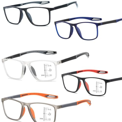 Anti Blaulicht Gleitsichtbrille Lesebrille Geeignet für Herren/Damen，Anti Schwindlig flexible Modisch Computer-Lesebrille, 1.0x,1.5x,2.0x,2.5x,3.0x,3.5x,4.0x,1-Paar ( Farbe : Orange , Größe : 1.0x ) von POCHY