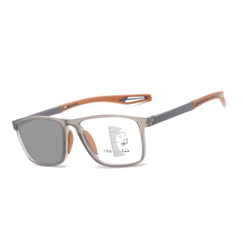 Flexible sportliche Lesebrille,progressive Multifokus Blaulichtblockierende Ultra-leichte Lesegeräte, photochrome Lesebrille(Farbe:Orange,Größe:1.5x) von POCHY