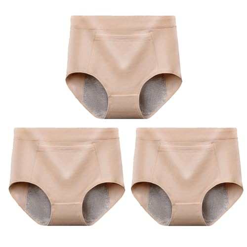 Hohe Taille mit Tasche Damen Unterwäsche Volle Deckung Frauen Höschen Baumwolle Bequem Unterhosen Weich Stretch Slips (Color : 3 Pack, Size : 3XL) von POCHY