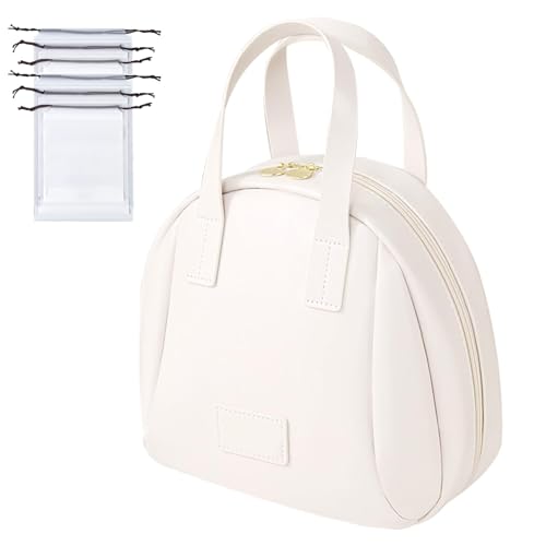 Multi-Layered Shell-Shaped Cosmetic Bag, Multi-Layered Makeup Bag, Waterproof Makeup Cosmetic Bag Travel Organizer (White) von POCHY