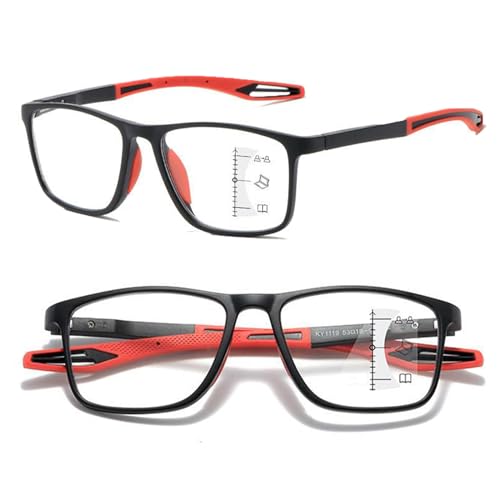 POCHY Anti Blaulicht Gleitsichtbrille Lesebrille Geeignet für Herren/Damen，Sportliches Leichte Computer-Lesebrille, 1.0x,1.5x,2.0x,2.5x,3.0x,3.5x,4.0x,1-Paar (Farbe : Rot, Größe : 2.0x) von POCHY