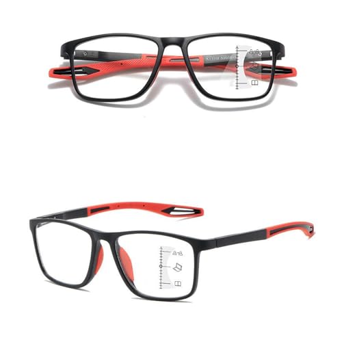 POCHY Anti Blaulicht Gleitsichtbrille Lesebrille Geeignet für Herren/Damen，Sportliches flexible Computer-Lesebrille, 1.0x,1.5x,2.0x,2.5x,3.0x,3.5x,4.0x,1-Paar (Farbe : Rot, Größe : 1.5x) von POCHY