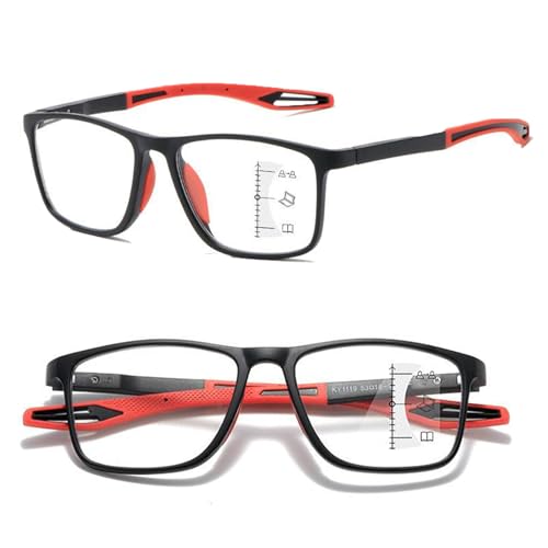 POCHY Blaulichtfilter Gleitsichtbrille Lesebrille Geeignet für Herren/Damen，Sportliches Bequeme Computer-Lesebrille, 1.0x,1.5x,2.0x,2.5x,3.0x,3.5x,4.0x,1-Paar (Farbe : Rot, Größe : 3.5x) von POCHY